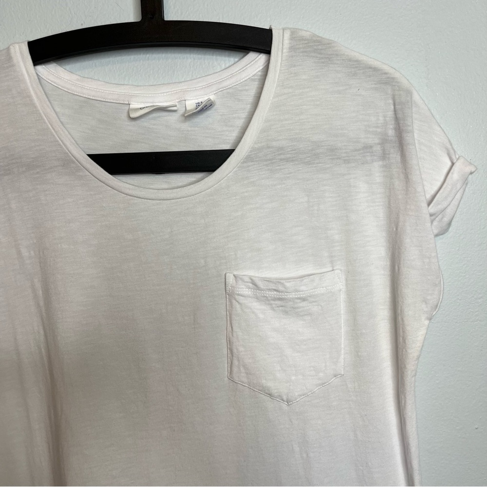 Sigrid Olsen White Short Sleeve Tee Shirt Top Pocket S Cuffed Sleeve EUC - Picture 4 of 7